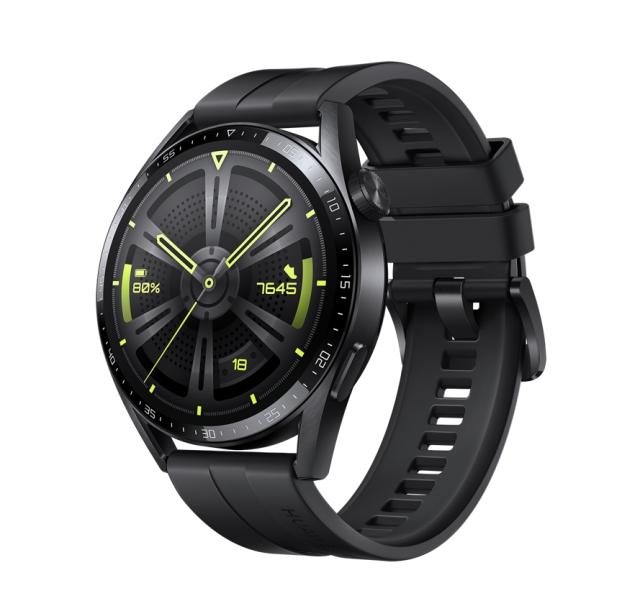 Часовник Huawei Watch GT 3 46mm, Active Jupiter-B29S, 1.43", Amoled, 466x466, PPI 326, 4GB, Bluetooth 5.2 supports BLE/BR/EDR, 5ATM, NFC, GPS, Battery 455 maAh, Black Fluoroelastomer Strap
