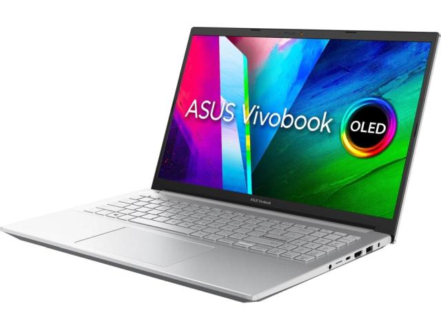 Лаптоп Asus Vivobook Pro OLED KM3500QA-OLED-L521W, AMD Ryzen 5 5600H 3.3 GHz(16M Cache, up to 4.2GHz)15.6" FHD, Glare(1920x1080), 400nits ,HDR,16GB DDR4 (ON BD.),512G PCIEG3 SSD,AMD Radeon GraphicSWindows 11,Illum. Kbd., Silver