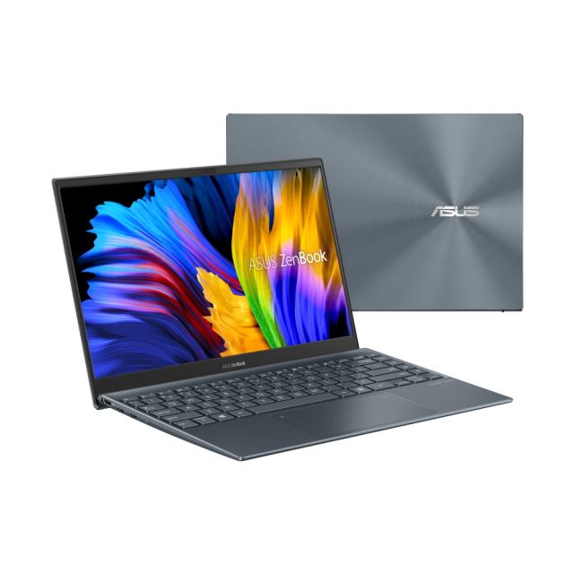 Лаптоп Asus ZenBook UX325EA-OLED-WB523T, Intel Core i5-1135G7 (6M Cache, up to 3.6 GHz), 13.3" OLED FHD (1920x1080)400NITS Glare, 16GB LPDDR4X on board,PCIEG3 5 SSD,TPM,Win 10 64 bit,Illum. Kbd.,Pine Grey