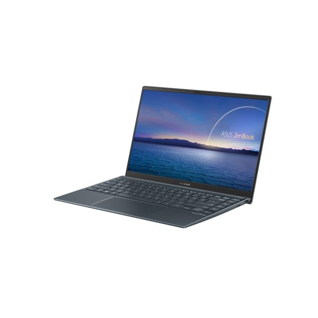 Лаптоп Asus ZenBook UX425EA-WB713R, Intel Core i7-1165G7 2.8 GHz (12MB Cache, up to 4.7 GHz), 14" IPS FHD (1920x1080) 400nits, 16GB LPDDR4 on board, PCIEG3x2 512G SSD,Intel Iris X Graphics,TPM,Win 10 PRO 64 bit, Sleeve, Illum. Keyboard, Grey
