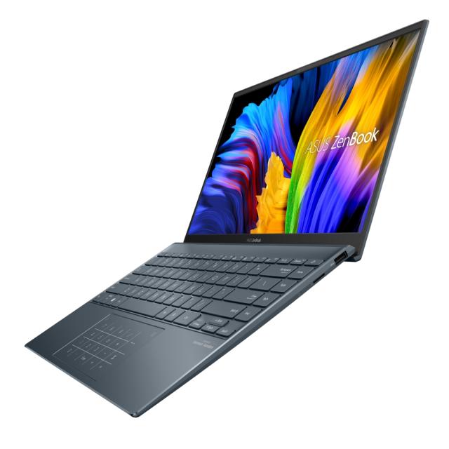 Лаптоп Asus Zenbook UM425UAZ-KI721X, AMD Ryzen 7 5700U 1.8Ghz(12M Cache, up to 4.3 GHz), 14" FHD(1920x1080)400 Nits, DDR4 16GB(ON BD.),512G PCIEG3 SSD,2xType C,TPM, Num Pad, Windows 11 Pro, Pine Grey