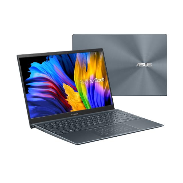 Лаптоп Asus Zenbook UM425UAZ-AM511W, AMD Ryzen 5 5500U 2.1Ghz(11M Cache, up to 4.0 GHz), 14" FHD(1920x1080), DDR4 8GB(ON BD.),512G PCIEG3 SSD, 2x USB 3.2 Gen 2 Type-C,TPM, Num Pad, Windows 11, Pine Grey