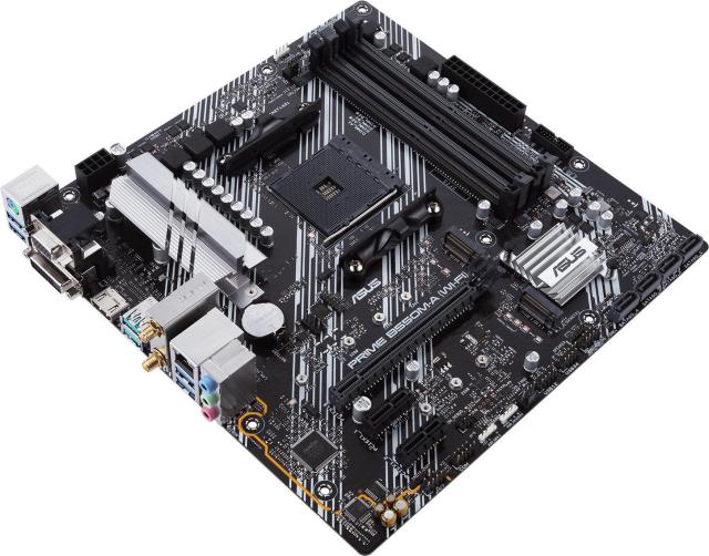 Дънна платка Asus PRIME B550M-A WIFI II, AM4, 4x DDR4, 4x SATA 6Gb/s, 2x M.2, Wi-Fi+BT, HDMI, DVI, VGA, Micro ATX
