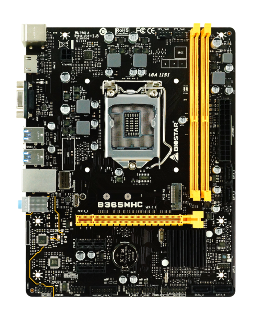 Дънна платка BIOSTAR B365MHC, B365, 2x  DDR4, LGA1151, 4 x SATA III, 64-bit, M.2, (4 x USB 3.1, 2 x USB 2.0, HDMI, VGA, LAN), Micro ATX