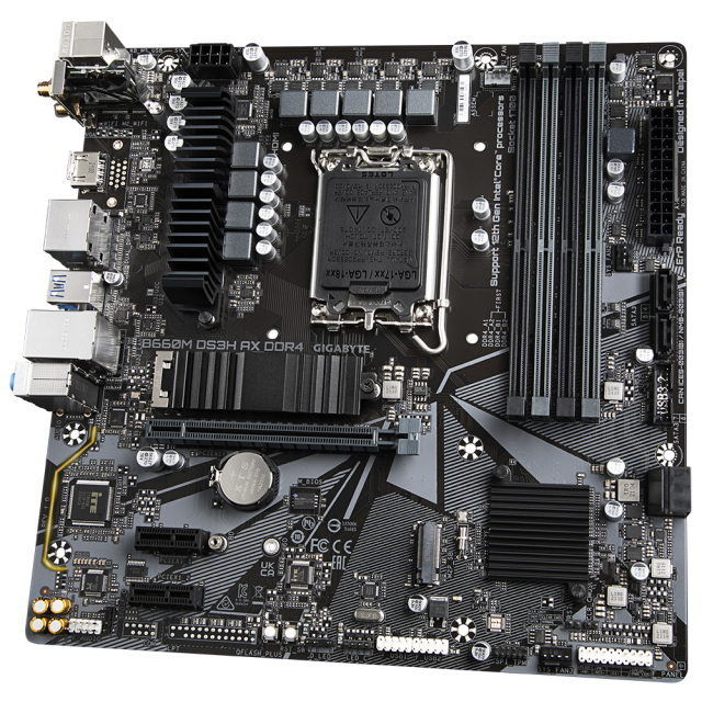 Дънна платка Gigabyte B660M DS3H AX WiFI 6, 4 x DDR4, B660, LGA 1700, DDR4, PCI-E 4.0, (DP&HDMI), 4x SATA 6Gb/s, 2x M.2, 1x USB Type-C, mATX