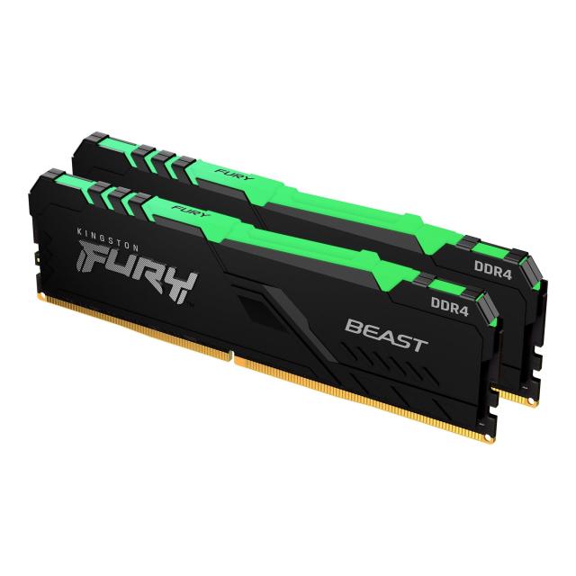 Памет Kingston FURY Beast Black RGB 16GB (2x8GB) DDR4 3600MHz, CL17, 1.2V