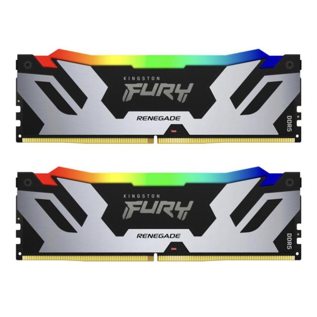 Памет Kingston Fury Renegade Silver RGB 32GB (2x16GB) DDR5 PC5-51200 6400MHz, CL32, 1.25V 