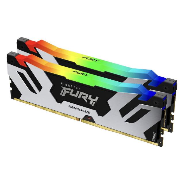 Памет Kingston Fury Renegade Silver RGB 32GB (2x16GB) DDR5 PC5-51200 6400MHz, CL32, 1.25V 
