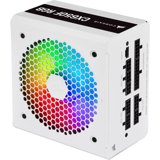 Захранващ блок Corsair CX650F RGB, 80+ BRONZE 650W, Fully Modular, White