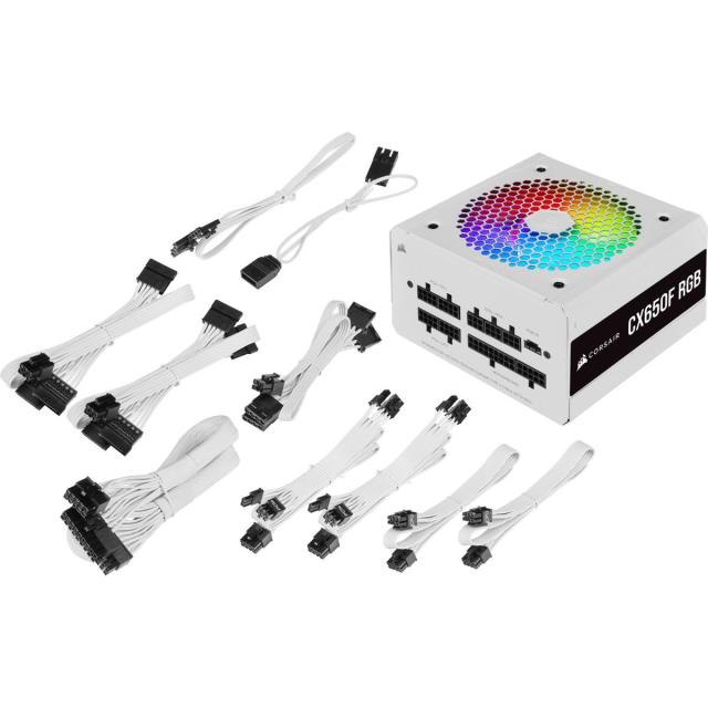 Захранващ блок Corsair CX650F RGB, 80+ BRONZE 650W, Fully Modular, White