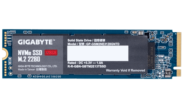 Gigabyte 128GB  SSD, M.2 NVMe PCIe Gen 3