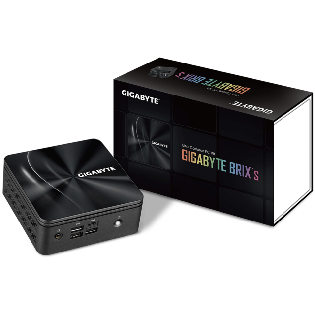 Мини компютър Gigabyte Brix BRR5H-4500, AMD Ryzen 5 4500U, 2 x SO-DIMM DDR4, M.2 SSD/HDD, USB Type-C™, WiFi 6 +BT, black