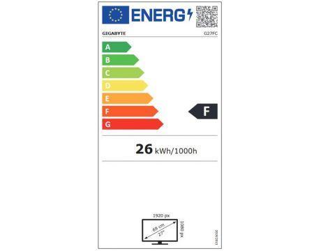 Геймърски Монитор Gigabyte G27FC-A-EK, 27" VA FHD, Curved 1500R, 165Hz, 1ms