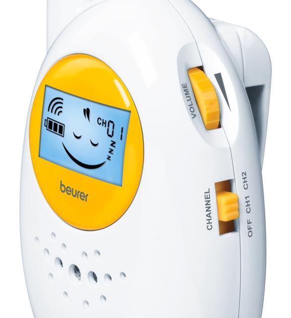 Бебефон Beurer BY 84 Baby monitor, ECO + mode, baby emotions on display, LCD display, 1 way comunication, 2 channels, continuously adjustable sensitivity and volume settings, up to 800 m