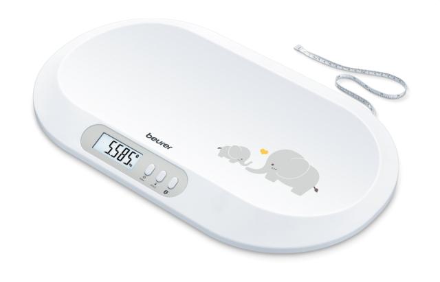 Везна Beurer BY 90 baby scale, Data transfer via Bluetooth®, Automatic and manual hold function,Curved weighing surface, 10 Measurement memory spaces