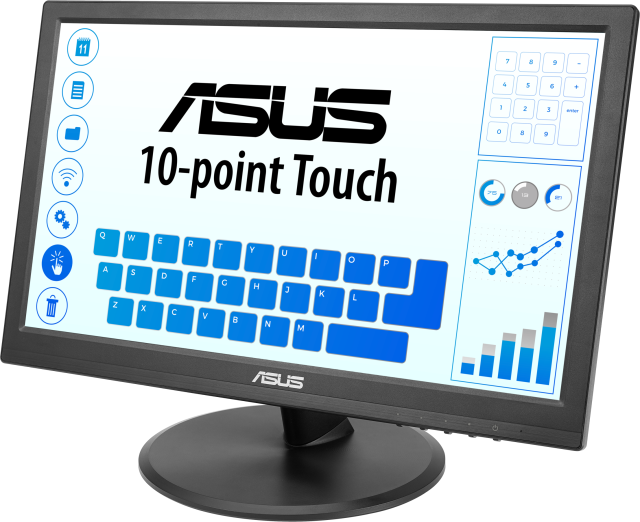 Тъч монитор ASUS VT168HR, 15.6" (1366x768), 10-point Touch, HDMI(v1.4), VGA, Черен