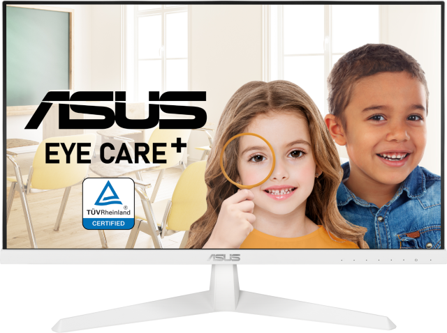 Монитор ASUS VY249HE-W, 23.8" (60.45 cm) FHD (1920x1080), 250 cd/m2, IPS, 75Hz, 1ms, Eye Care Plus, FreeSync, Rest Reminder, Blue Light Filter, Flicker Free, Antibacterial Treatment, HDMI, VGA