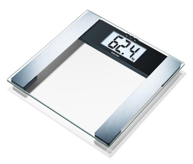 Везна Beurer BG 17 Diagnostic Scale; glass, body weight, body fat, body water, muscle ratio and BMI; extra large LCD display; 10 users; 150 kg / 100 g