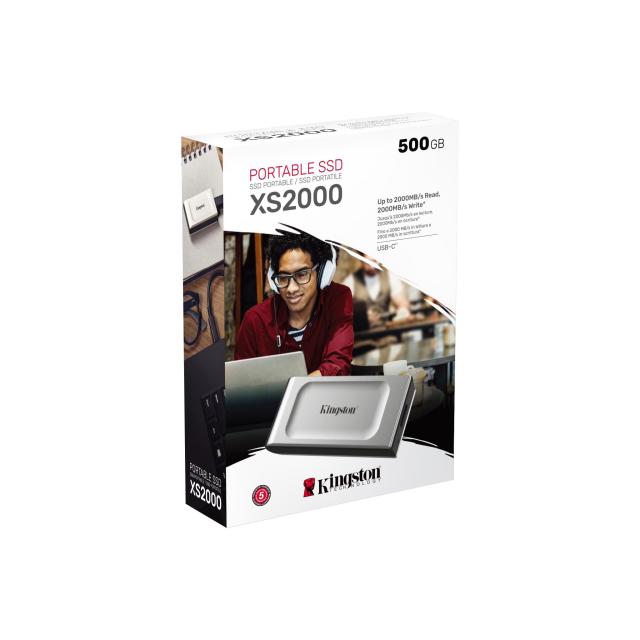 Външен SSD Kingston XS2000 1000GB USB 3.2 Gen2x2 SSD USB-C, Сив