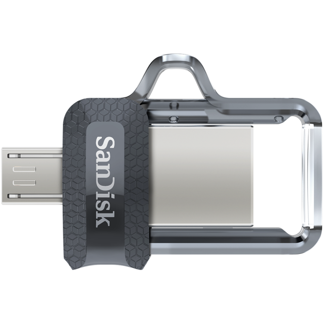 USB памет SanDisk Ultra Dual Drive m3.0, 64GB, USB 3.0 / micro USB, OTG, Черен
