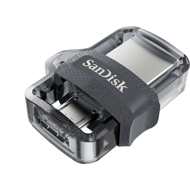 USB памет SanDisk Ultra Dual Drive m3.0, 128GB, USB 3.0 / micro USB, OTG, Черен