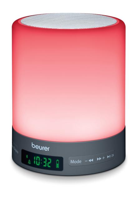 Лампа Beurer WL 50 BT Wake up light, Simulations of sunrise and sunset, Adjustable display brightness, Radio, Alarm, 2 wake-up melodies and 1 sleep melody, Aux input to play your own music (incl. aux cable), Bluetooth