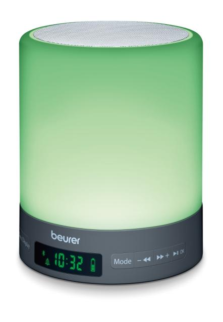 Лампа Beurer WL 50 BT Wake up light, Simulations of sunrise and sunset, Adjustable display brightness, Radio, Alarm, 2 wake-up melodies and 1 sleep melody, Aux input to play your own music (incl. aux cable), Bluetooth