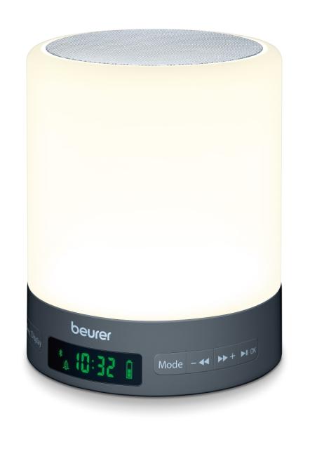 Лампа Beurer WL 50 BT Wake up light, Simulations of sunrise and sunset, Adjustable display brightness, Radio, Alarm, 2 wake-up melodies and 1 sleep melody, Aux input to play your own music (incl. aux cable), Bluetooth