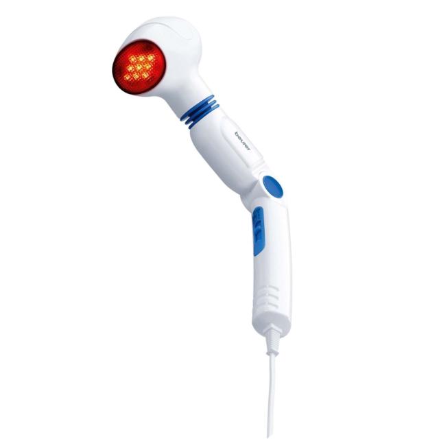 Масажор Beurer MG 40 infrared massager; Soothing vibration massage; Rotating massage head and 3-way adjustable handle; Infrared heat; 3 function levels; 4 interchangeable massage attachments