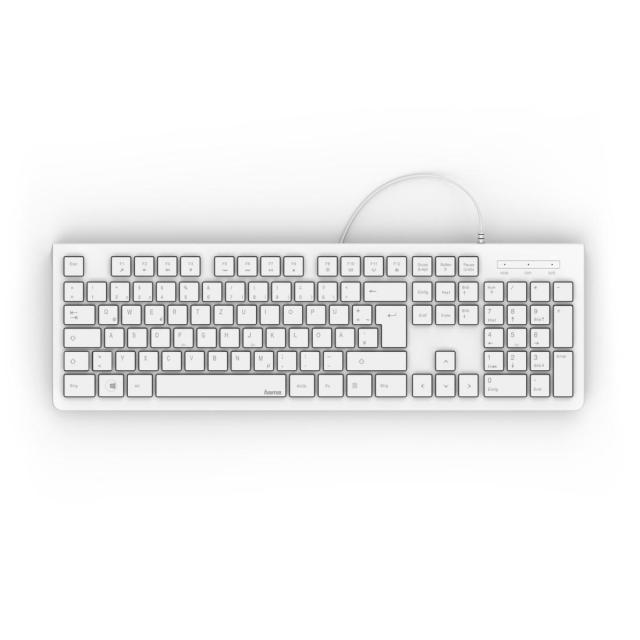 Клавиатура HAMA KC-200, с кабел, USB, бяла