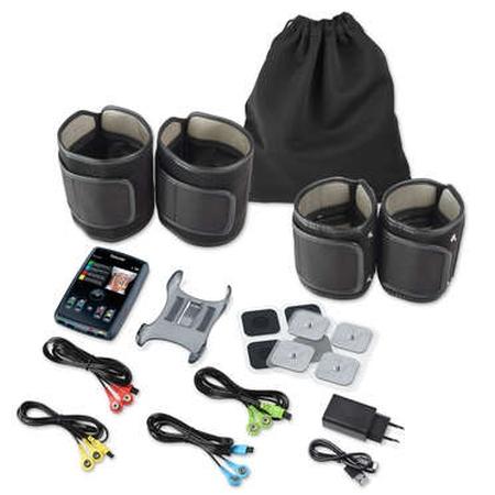 Масажор Beurer  EM 95 High-end EMS device with Bluetooth, for muscle stimulation, 4 separately adjustable channels, 4 cuffs (for arms and legs), 8 self-adhesive gel electrodes (45x45mm),3 difficulty levels,40 programs,Colour 3.5” TFT display,Beurer C