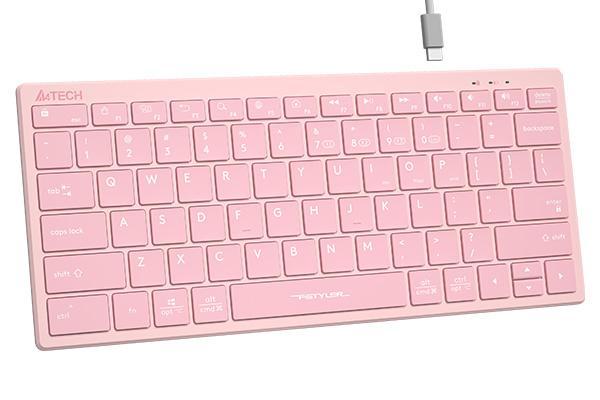 Клавиатура безжична A4TECH FBX51C FStyler Baby pink, безжична, Bluetooth/Wireless, бутони с нисък профил, свързване едновременно с до 4 устройства, kирилизирана, Розовa