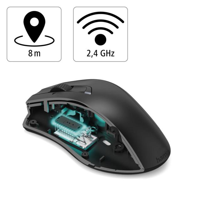 Мишка HAMA MW-800, Wireless, 600-3200 dpi, 7 бутона, Черен