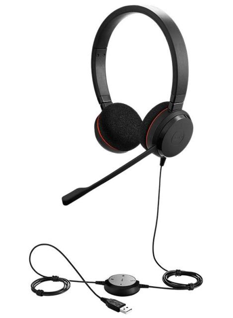 Слушалки Jabra Evolve 20 Stereo, Микрофон, USB, Черни 