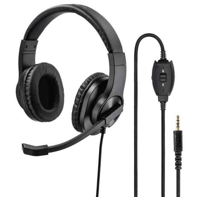 Слушалки с микрофон HAMA HS-P350, стерео, Y-адаптер 2 x 3,5 мм жак , Черен