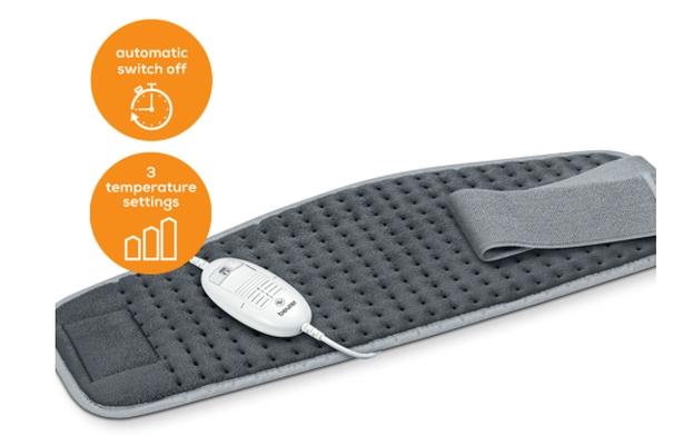 Термоподложка Beurer HK 49 Cosy Abdominal & Back Heat Pad; 3 temperature settings; auto switch-off after 90 min; washable on 30°; removable switch; fleece fibre;69(L)x28(W) cm