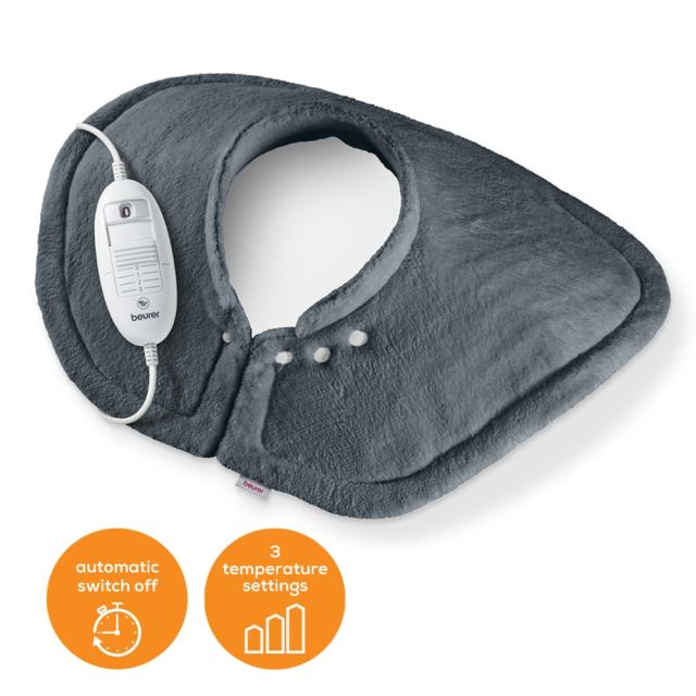 Термоподложка Beurer HK 54 Cosy Shoulder & Neck Heat Pad; 3 temperature settings; auto switch-off after 90 min; washable on 30°; removable switch; fleece fibre;56(L)x52(W) cm