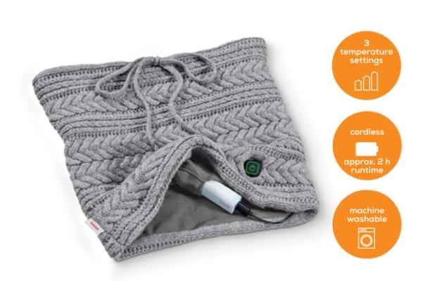 Термоподложка Beurer HK 37 To Go tube scarf, with powerbank 2500 mAh, illuminated switching stages, machine-washable heating pad, 3 temperature settings