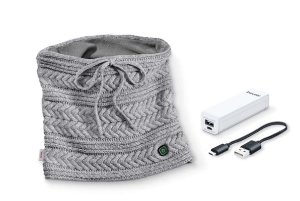 Термоподложка Beurer HK 37 To Go tube scarf, with powerbank 2500 mAh, illuminated switching stages, machine-washable heating pad, 3 temperature settings