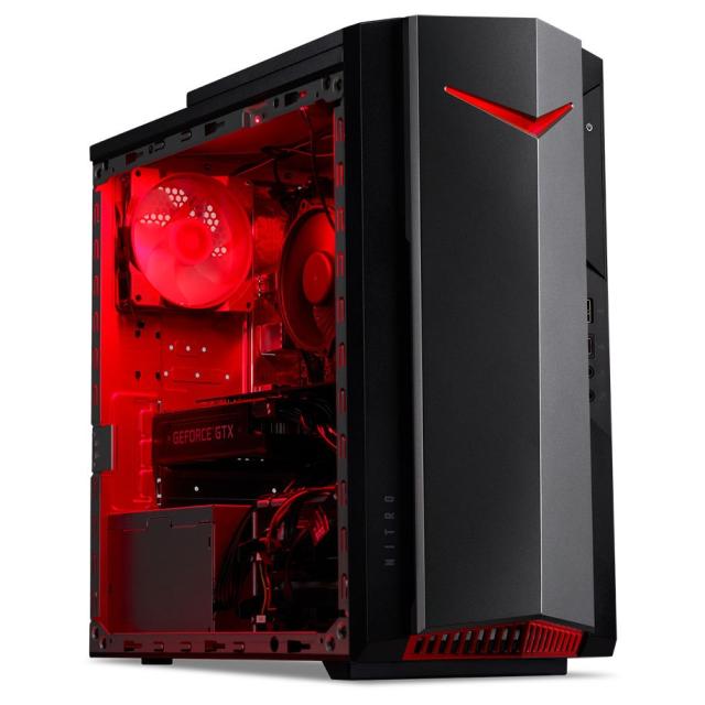 Настолен компютър Acer Nitro N50-640, i5-12400F (up to 4.4GHz, 18MB), 8GB DDR4(max.32GB 2666MHz), 512GB SSD PCI-e, M.2 slot free, no DVD, NVIDIA GeForce RTX 3050 8GB GDDR6, 2*USB 2.0, 6*USB 3.2, 5*Audio jack, GLAN,WiFi AX & BT5.0, 500W, No OS