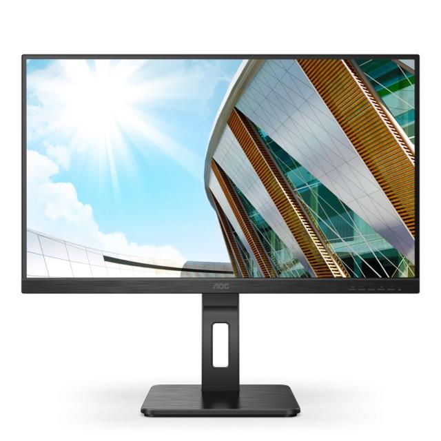 Монитор AOC Q27P2CA, 27" IPS WLED, 2560x1440@75Hz, 4ms GtG, 300cd/m2, 1000:1, DCR 50M:1, Adaptive Sync, FlickerFree, Low Blue Light, 2Wx2, Tilt, Height Adjust, Pivot, Swivel, 2xHDMI, DP, USB hub