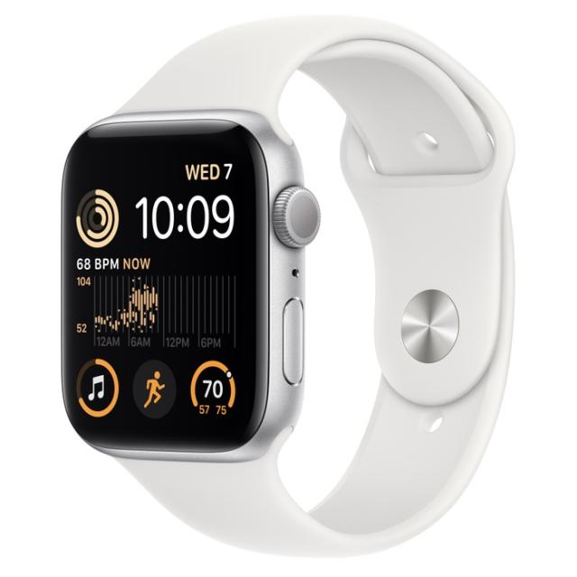 Часовник Apple Watch SE2 GPS 44mm Silver Aluminium Case with White Sport Band - Regular