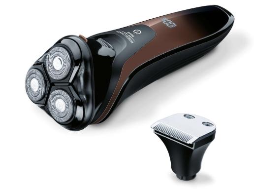 Машинка за бръснене Beurer HR 8000 rotary shaver, 3 spring-loaded dual-ring shaver heads, additional 2-in-1 beard and sideburn styler, With integrated pop-up contour trimmer, LED display, water-resistant, quick-charge function, 60 minutes shaving tim