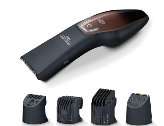 Машинка за подстригване Beurer HR 4000 beard styler, 4 Attachments, slim titanium contour blade, quick-charge function, LED display, 10 cutting lengths from 1 to 27 mm,Water-resistant