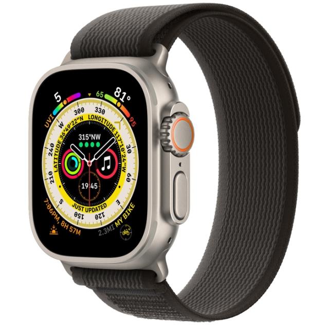 Часовник Apple Watch Ultra GPS + Cellular, 49mm Titanium Case with Black/Gray Trail Loop - S/M