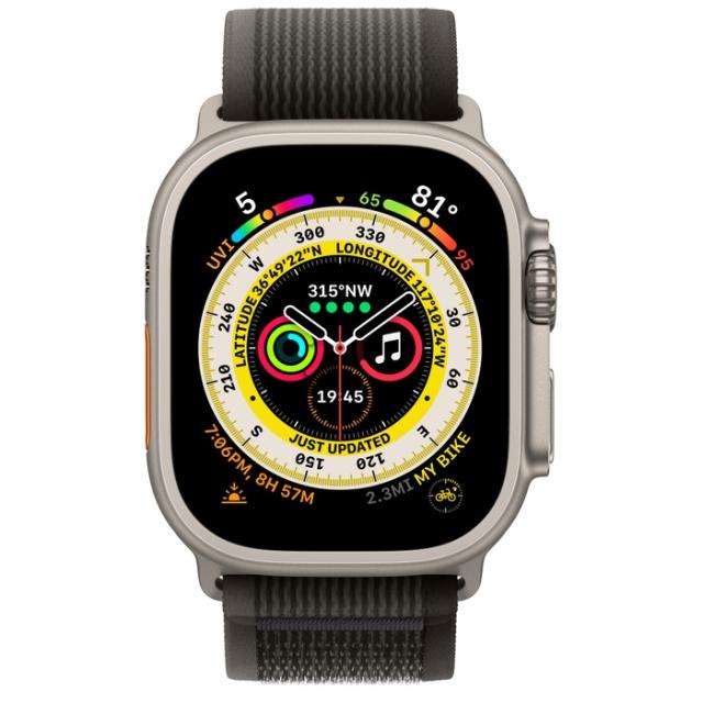 Часовник Apple Watch Ultra GPS + Cellular, 49mm Titanium Case with Black/Gray Trail Loop - S/M