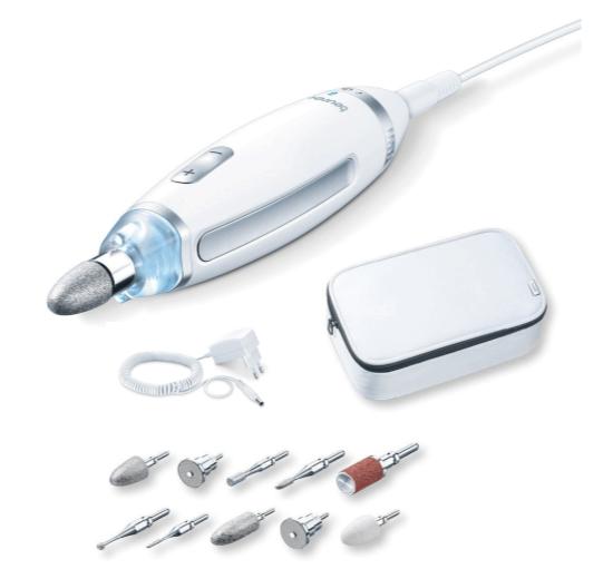 Комплект за маникюр/педикюр Beurer MP 62 Manicure / pedicure set ; 10 attachments; adjustable speed; left/right rotation; LED light; storage case