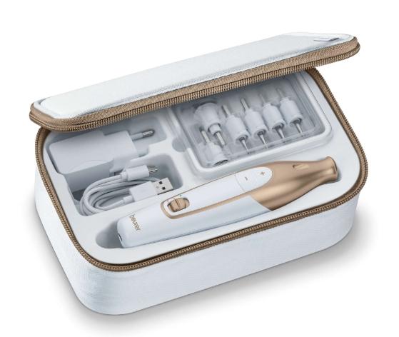 Комплект за маникюр/педикюр Beurer MP 64 Manicure/pedicure set, 10 attachments, 3 speed levels, LED light,Lithium ion battery,Clockwise/anti-clockwise rotation,micro USB connection,storage case