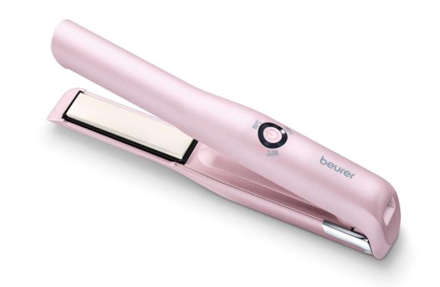 Преса Beurer HS 20 cordless hair straightener, Battery operation ,cordless, Ceramic and tourmaline-coated hot plates, 3 temperature settings from 160°C to 200°C, LED display, Cordless operation for 20 minutes, Lithium-ion battery,Plate locking system