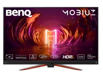 Монитор BenQ MOBIUZ EX480UZ 48" OLED, 4K 3840x2160 UHD, 0.1ms GtG, 120Hz, 98% P3 wide color, HDR 1000, 10-bit color, PIP/PBP, FreeSync Premium, HDMI2.1 x2, DP1.4 x1, USB-C 90Wx1, USB hub, treVolo 2.1CH Sp. (5Wx2, 10W woofer), SPDIF, VESA 200x200mm, S